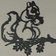 Set of 2 Black Metal Squirrel Tree Stakes for Outdoor Garden and Yard Decorations - Whimsical 11-Inch Long Silhouette Plaques