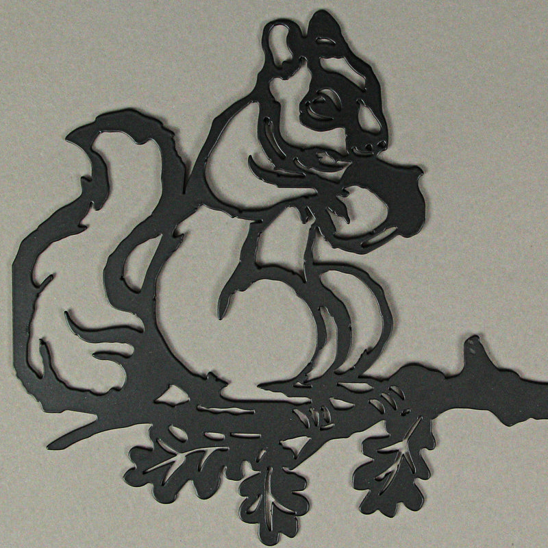 Set of 2 Black Metal Squirrel Tree Stakes for Outdoor Garden and Yard Decorations - Whimsical 11-Inch Long Silhouette Plaques