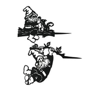 Set of 2 Black Cutout Metal Garden Gnome Silhouette Decorative Tree Stakes for Whimsical Yard and Outdoor Décor - 12 Inches
