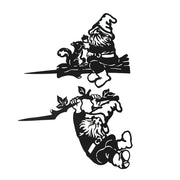 Set of 2 Black Cutout Metal Garden Gnome Silhouette Decorative Tree Stakes for Whimsical Yard and Outdoor Décor - 12 Inches