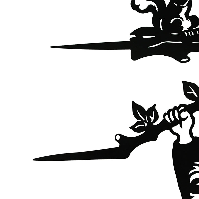 Set of 2 Black Cutout Metal Garden Gnome Silhouette Decorative Tree Stakes for Whimsical Yard and Outdoor Décor - 12 Inches