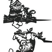 Set of 2 Black Cutout Metal Garden Gnome Silhouette Decorative Tree Stakes for Whimsical Yard and Outdoor Décor - 12 Inches