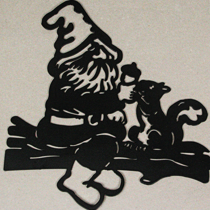 Set of 2 Black Cutout Metal Garden Gnome Silhouette Decorative Tree Stakes for Whimsical Yard and Outdoor Décor - 12 Inches