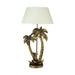 Antique Gold Finish Double Palm Tree Resin Table Lamp - Stylish Bedroom Nightstand Light for Tropical Décor - 25.5 Inches