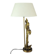 Antique Gold Finish Double Palm Tree Resin Table Lamp - Stylish Bedroom Nightstand Light for Tropical Décor - 25.5 Inches