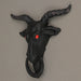 Black Enamel Cast Iron Baphomet Sabbatic Goat Head Decorative Doorknocker Home Entrance Decor - 6.5 Inches High - Gothic
