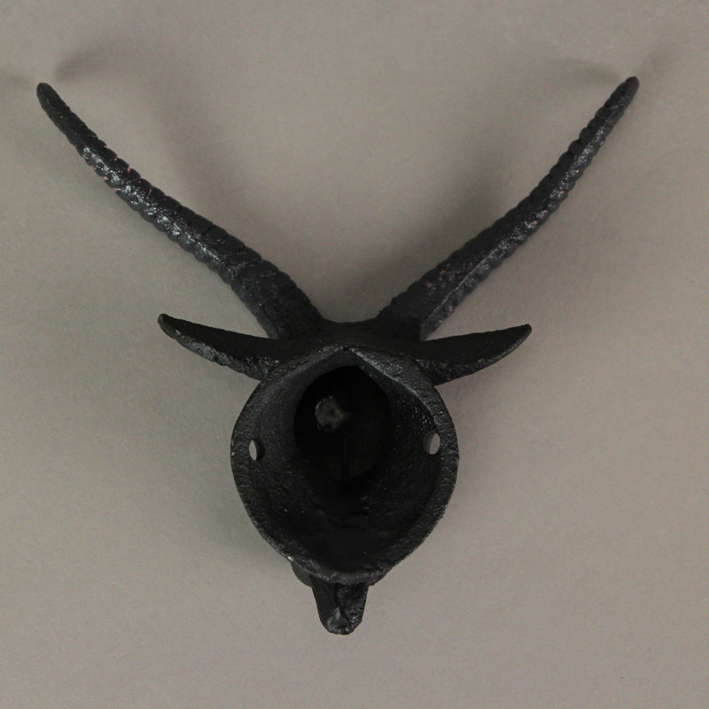 Set of 2 Black Cast Iron Baphomet Wall Hooks: Decorative Coat and Towel Rack, Each 6 Inches High, Easy Installation, Perfect