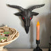 Enigmatic Black Enamel Painted Cast Iron Baphomet Sabbatic Goat Head Wall Sculpture for Gothic Home Decor - Intriguingly