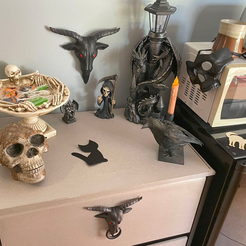 Baphomet Goat Head Wall Sculpture, 11 Inch Black Cast Iron Image 5