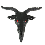 Enigmatic Black Enamel Painted Cast Iron Baphomet Sabbatic Goat Head Wall Sculpture for Gothic Home Decor - Intriguingly