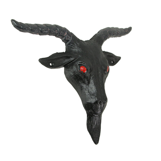 Enigmatic Black Enamel Painted Cast Iron Baphomet Sabbatic Goat Head Wall Sculpture for Gothic Home Decor - Intriguingly