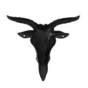 Enigmatic Black Enamel Painted Cast Iron Baphomet Sabbatic Goat Head Wall Sculpture for Gothic Home Decor - Intriguingly