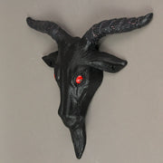 Enigmatic Black Enamel Painted Cast Iron Baphomet Sabbatic Goat Head Wall Sculpture for Gothic Home Decor - Intriguingly