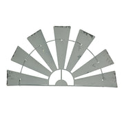 Weathered White Finish Metal Half-Windmill Wall Sculpture - Rustic Farmhouse Decor Art Piece - Easy to Hang - Perfect for