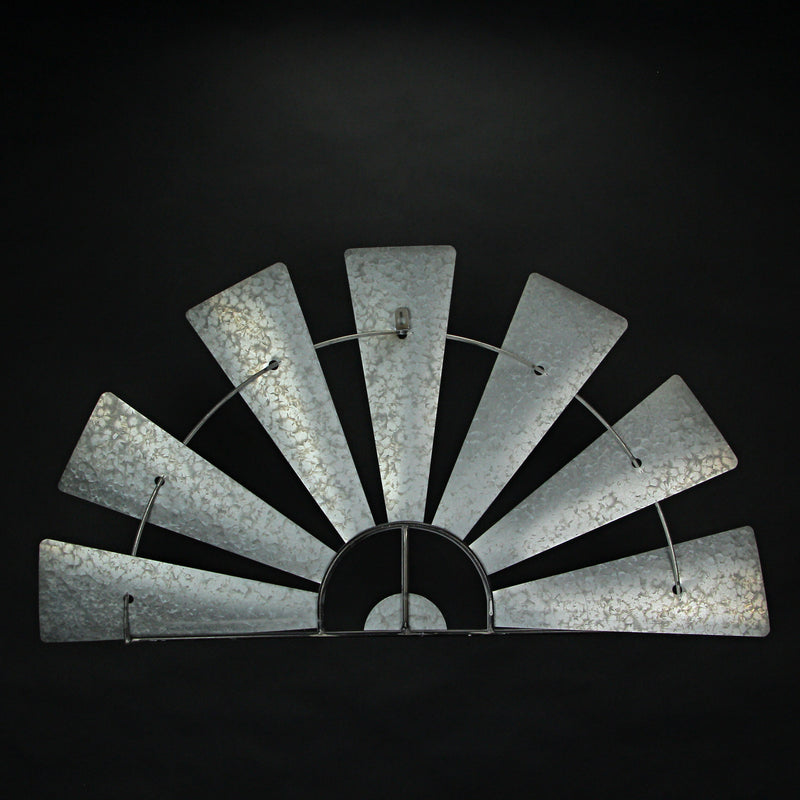 Weathered White Finish Metal Half-Windmill Wall Sculpture - Rustic Farmhouse Decor Art Piece - Easy to Hang - Perfect for