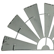 Weathered White Finish Metal Half-Windmill Wall Sculpture - Rustic Farmhouse Decor Art Piece - Easy to Hang - Perfect for