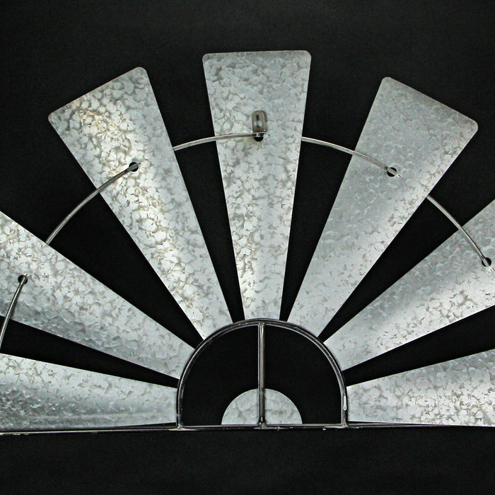 Weathered White Finish Metal Half-Windmill Wall Sculpture - Rustic Farmhouse Decor Art Piece - Easy to Hang - Perfect for