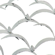 Distressed White Metal Flock of Birds Wall Hanging - Modern Art Coastal Home Decor Sculpture - Large 32 Inches Long -