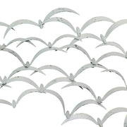 Distressed White Metal Flock of Birds Wall Hanging - Modern Art Coastal Home Decor Sculpture - Large 32 Inches Long -
