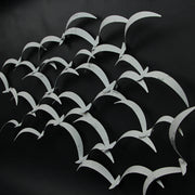 Distressed White Metal Flock of Birds Wall Hanging - Modern Art Coastal Home Decor Sculpture - Large 32 Inches Long -