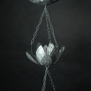 Flower - Image 7 - Galvanized Grey Metal Lotus Flower Rain Chain Gutter Downspout Accent, 70 Inches Long - Installs Easily -