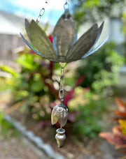Flower - Image 5 - Galvanized Grey Metal Lotus Flower Rain Chain Gutter Downspout Accent, 70 Inches Long - Installs Easily -