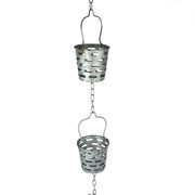 Olive Bucket - Image 2 - Galvanized Grey Metal Olive Bucket Pail Style Rain Chain Gutter Downspout Accent, 74 Inches Long -