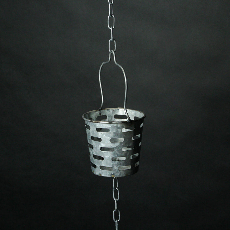 Olive Bucket - Image 7 - Galvanized Grey Metal Olive Bucket Pail Style Rain Chain Gutter Downspout Accent, 74 Inches Long -