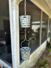 Olive Bucket - Image 5 - Galvanized Grey Metal Olive Bucket Pail Style Rain Chain Gutter Downspout Accent, 74 Inches Long -