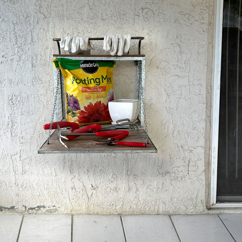 Brown Wood & Metal Display Floating Wall Mounted Shelf for Stylish Bedroom or Kitchen Home Storage and Decor - Rustic Charm -