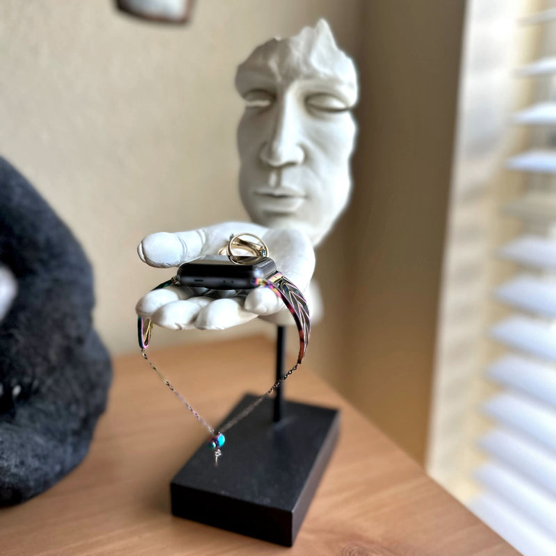 Matte White Face and Hand Blowing a Kiss Sculpture, Decorative Modern Art for Home, Living Room, or Study, 11.5 Inches High,