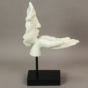Matte White Face and Hand Blowing a Kiss Sculpture, Decorative Modern Art for Home, Living Room, or Study, 11.5 Inches High,