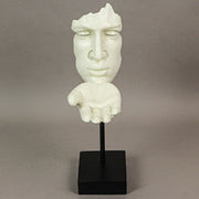 Matte White Face and Hand Blowing a Kiss Sculpture, Decorative Modern Art for Home, Living Room, or Study, 11.5 Inches High,
