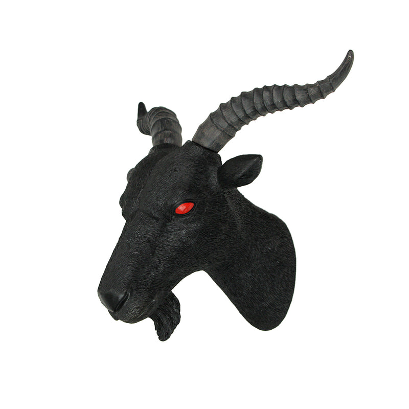 11.5-Inch High Black Finish Baphomet Goat Head Bust Resin Wall Sculpture: A Gothic Decor and Occult Art Piece That Adds