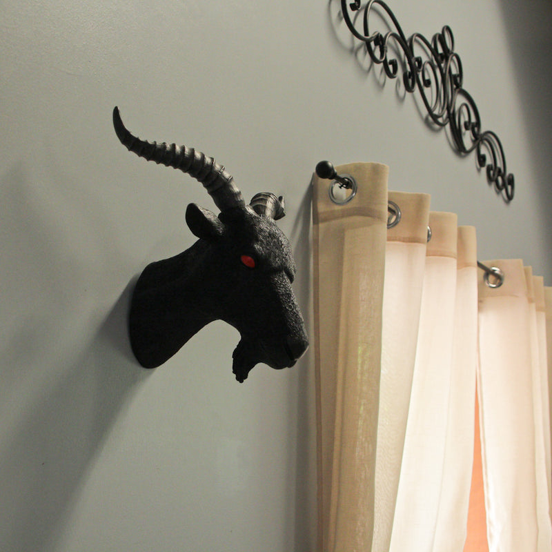 11.5-Inch High Black Finish Baphomet Goat Head Bust Resin Wall Sculpture: A Gothic Decor and Occult Art Piece That Adds