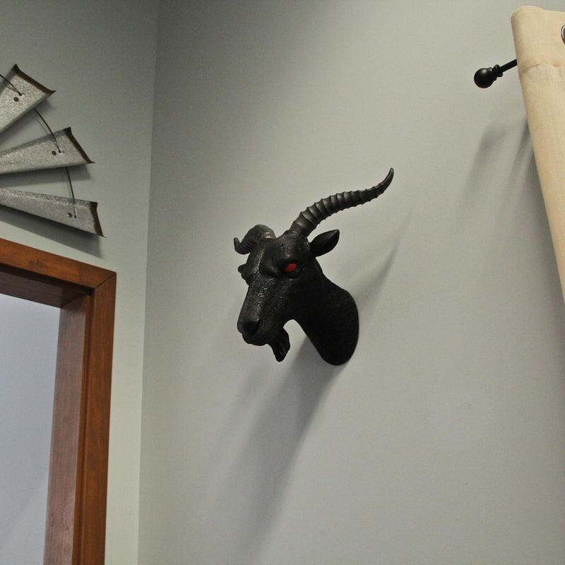 11.5-Inch High Black Finish Baphomet Goat Head Bust Resin Wall Sculpture: A Gothic Decor and Occult Art Piece That Adds