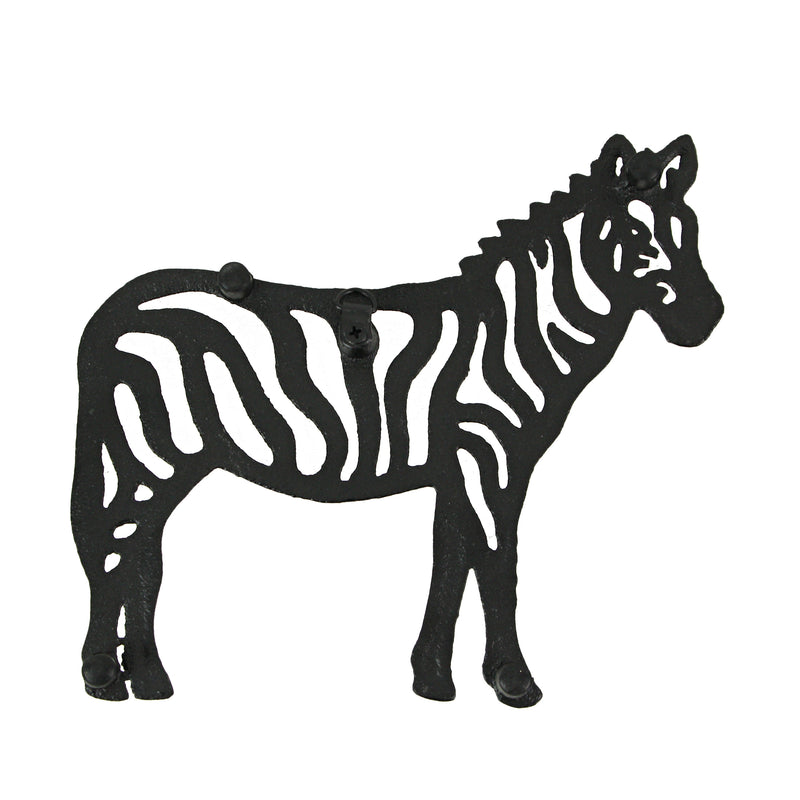 Set of 3 Black Cast Iron Animal Trivets - Elephant, Zebra, Giraffe - Perfect for Kitchen Use or Decorative Wall Hangings, 9