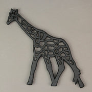 Set of 3 Black Cast Iron Animal Trivets - Elephant, Zebra, Giraffe - Perfect for Kitchen Use or Decorative Wall Hangings, 9