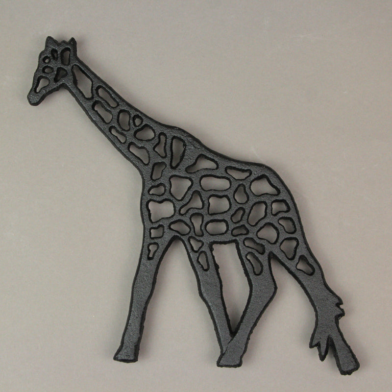 Set of 3 Black Cast Iron Animal Trivets - Elephant, Zebra, Giraffe - Perfect for Kitchen Use or Decorative Wall Hangings, 9