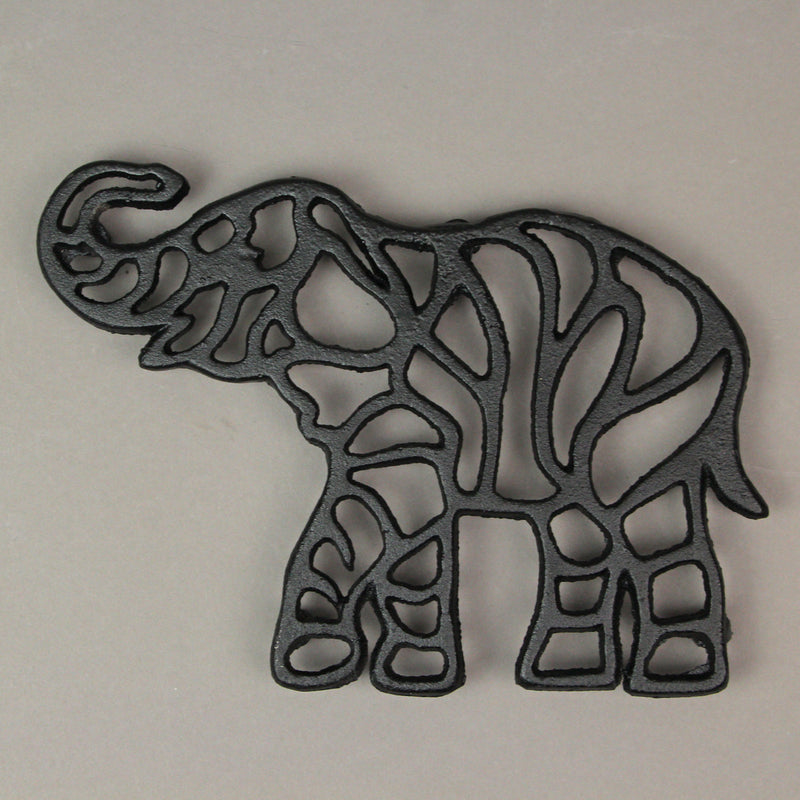 Set of 3 Black Cast Iron Animal Trivets - Elephant, Zebra, Giraffe - Perfect for Kitchen Use or Decorative Wall Hangings, 9
