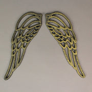 Small - Cast Iron Wings - Gold - Image 7 - Set of 2 Antique Gold Finish Cast Iron Angel Wings Wall Sculptures for Rustic Home