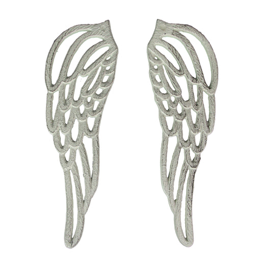 Small - Cast Iron Wings - White - Image 1 - Antique White Finish Cast Iron Angel Wings Wall Sculptures Set -Serene Angelic