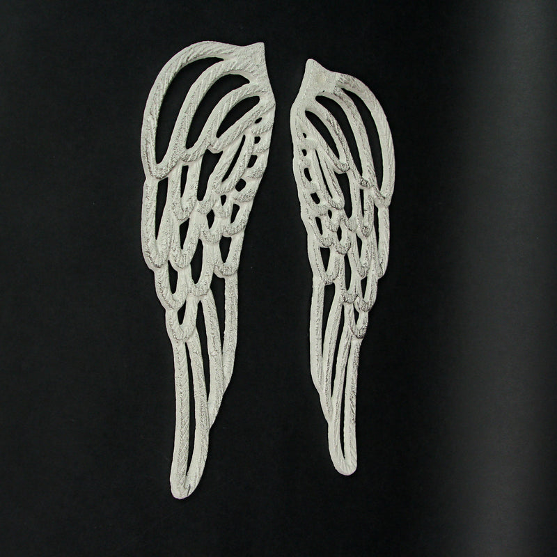 Small - Cast Iron Wings - White - Image 6 - Antique White Finish Cast Iron Angel Wings Wall Sculptures Set -Serene Angelic