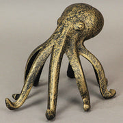 Exquisite Antique Gold Finish Cast Iron Octopus Book End / Phone Holder Stand - Decorative Bookend, Nautical Delight, and