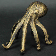 Octopus Bookend and Phone Stand, 6.25 Inch Antique Gold Cast Iron Image 5