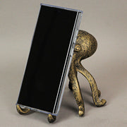 Octopus Bookend and Phone Stand, 6.25 Inch Antique Gold Cast Iron Image 6