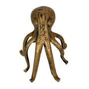 Octopus Statue, Bookend, 6.25 Inch Antique Gold Cast Iron Image 2