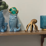 Octopus Statue, Bookend, 6.25 Inch Antique Gold Cast Iron Image 6