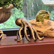 Octopus Statue, Bookend, 6.25 Inch Antique Gold Cast Iron Image 8