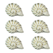 White - Image 7 - Set of 6 Rustic Antique White Finish Cast Iron Nautilus Shell Drawer Pulls - 2 Inches Long - Nautical